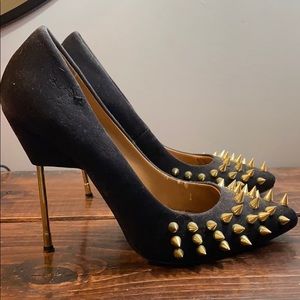 Spike Faux Suede Heels